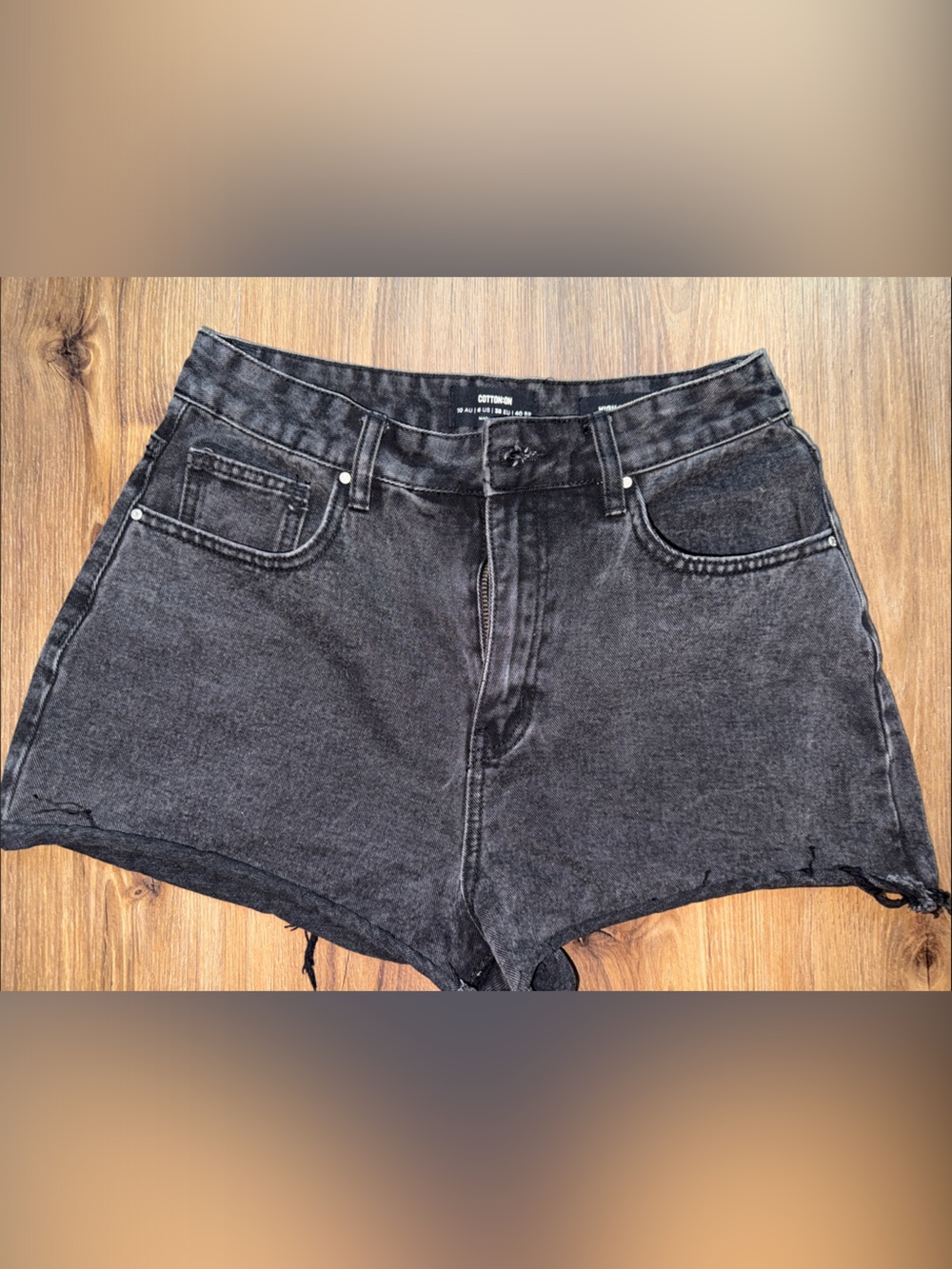 Cotton On Black Washed Denim Cutoff Shorts
